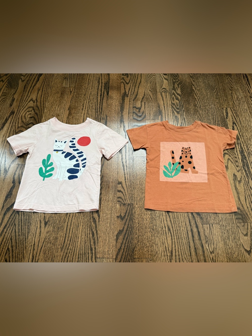 Hanna Andersson Kids 3T Cat Graphic Tee - Pink and Orange/Brown